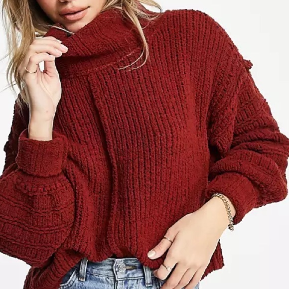 FREE PEOPLE BE YOURS KNITTED COWL SWEATER NWT ♥️ - Picture 4 of 10